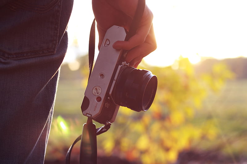 person holding bridge camera during daytime, HD wallpaper