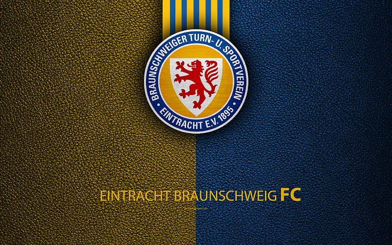 Eintracht Braunschweig FC leather texture, German football club, Eintracht logo, Braunschweig, Germany, Bundesliga 2, second division, football, HD wallpaper