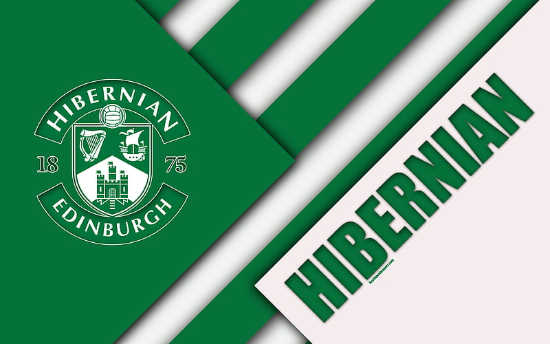 Hibernian FC material design, Scottish football club, logo, green white abstraction, Scottish Premiership, Edinburgh, Scotland, football, HD wallpaper