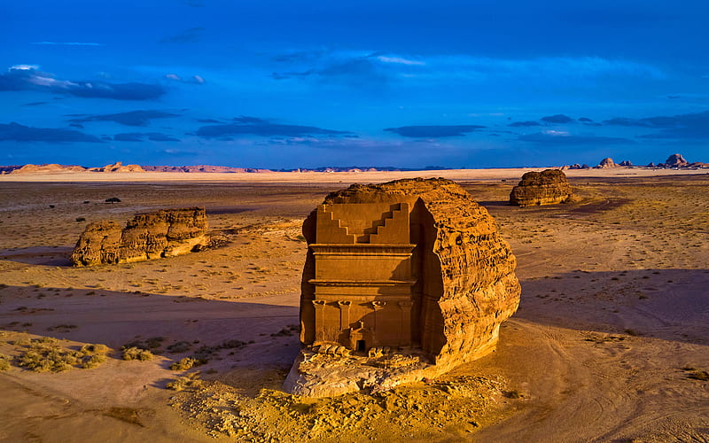 Nabatean tomb Madain Saleh Saudi Arabia Bing, HD wallpaper