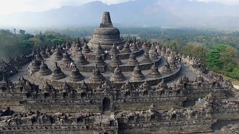 The largest temple in the world，Borobudur Temple，Indonesia. Borobudur, Pemandangan, Wisata budaya, HD wallpaper