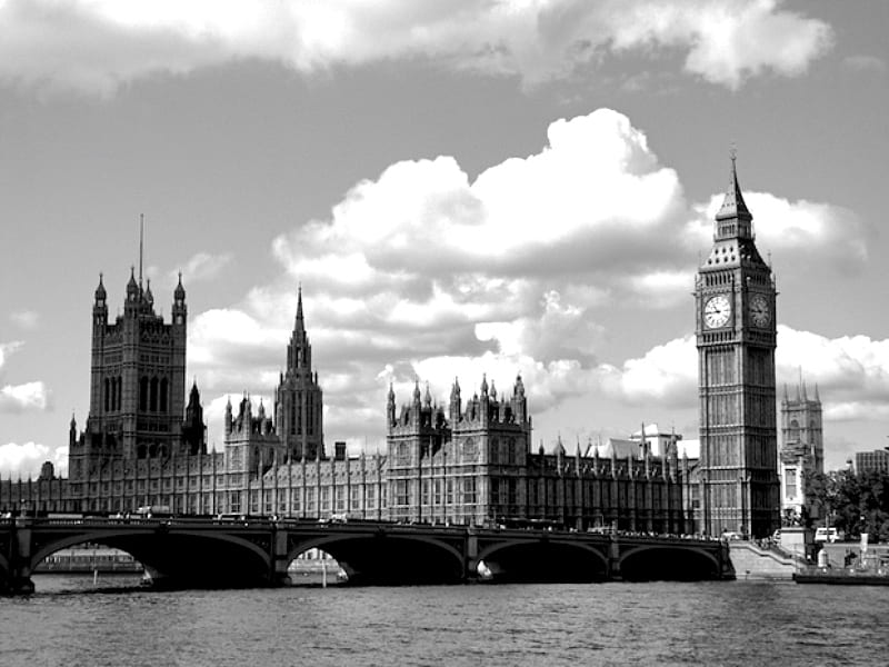 B&W London graph, pic buckingham palace, black and white, wall graphy, city london, big ben, HD wallpaper