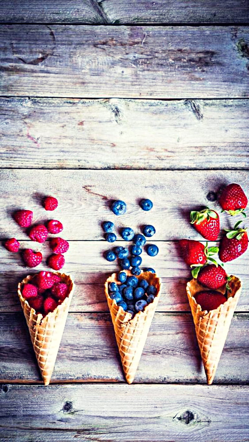 Fruits, blueberries, raspberries, strawberries, HD phone wallpaper