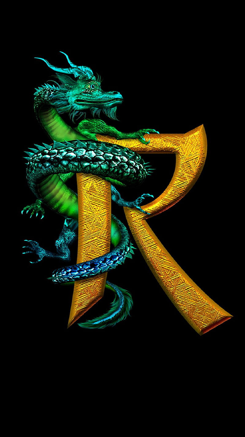 Dragon letter R, HD phone wallpaper