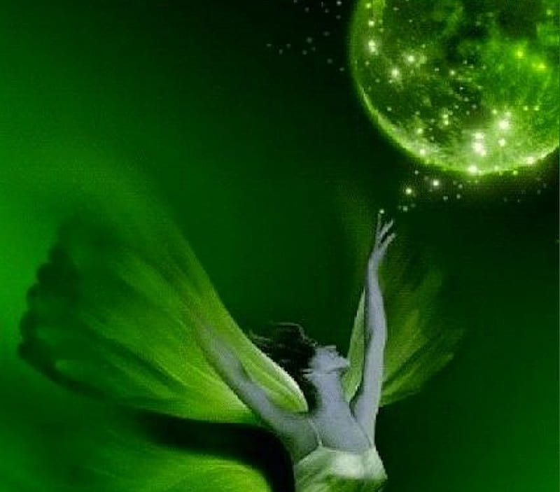 Fairy Color Abstracts Bold Bright Black Colorful Vivid Moon Green Hd Wallpaper Peakpx