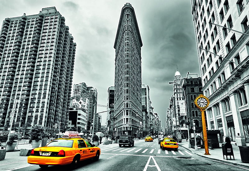 Flatiron Building, architecture, art, USA, New York City, cityscape, bonito, illustration, artwork, graphy, New York, painting, wide screen, scenery, HD wallpaper