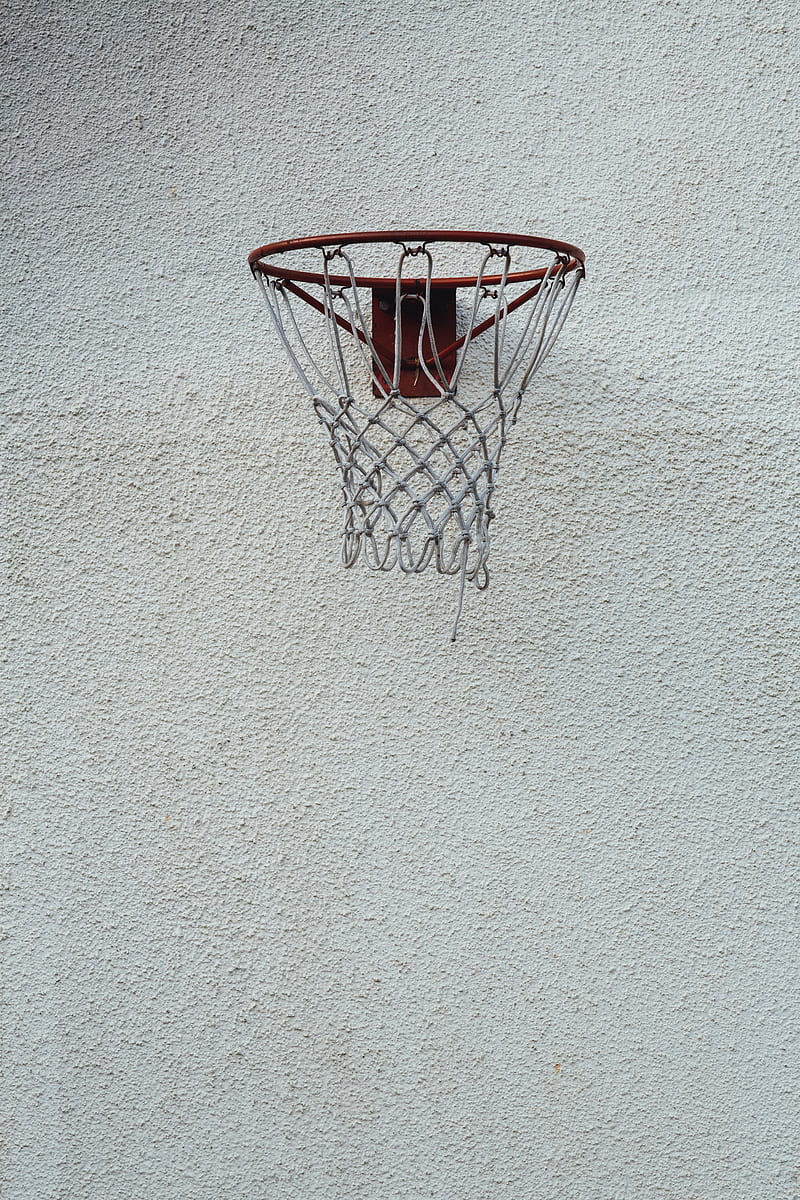 basketball, basketball hoop, net, wall, HD phone wallpaper