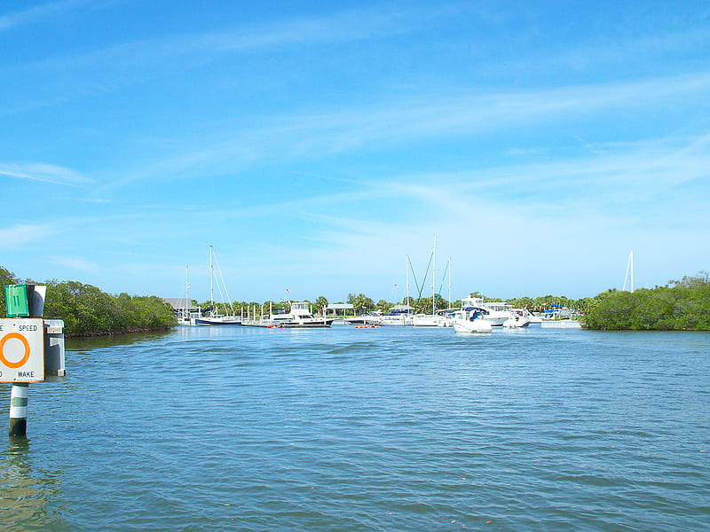 ~Caladesi Island, Marina~, graph, pretty, marina, ocean, sky, sea, florida, boats, foilage, mangroves, island, HD wallpaper