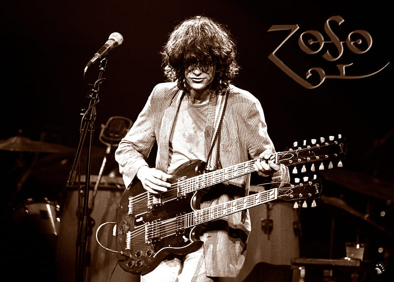 Jimmy Page, rock, led zeppelin, gibson custom, legend, guitars, HD wallpaper
