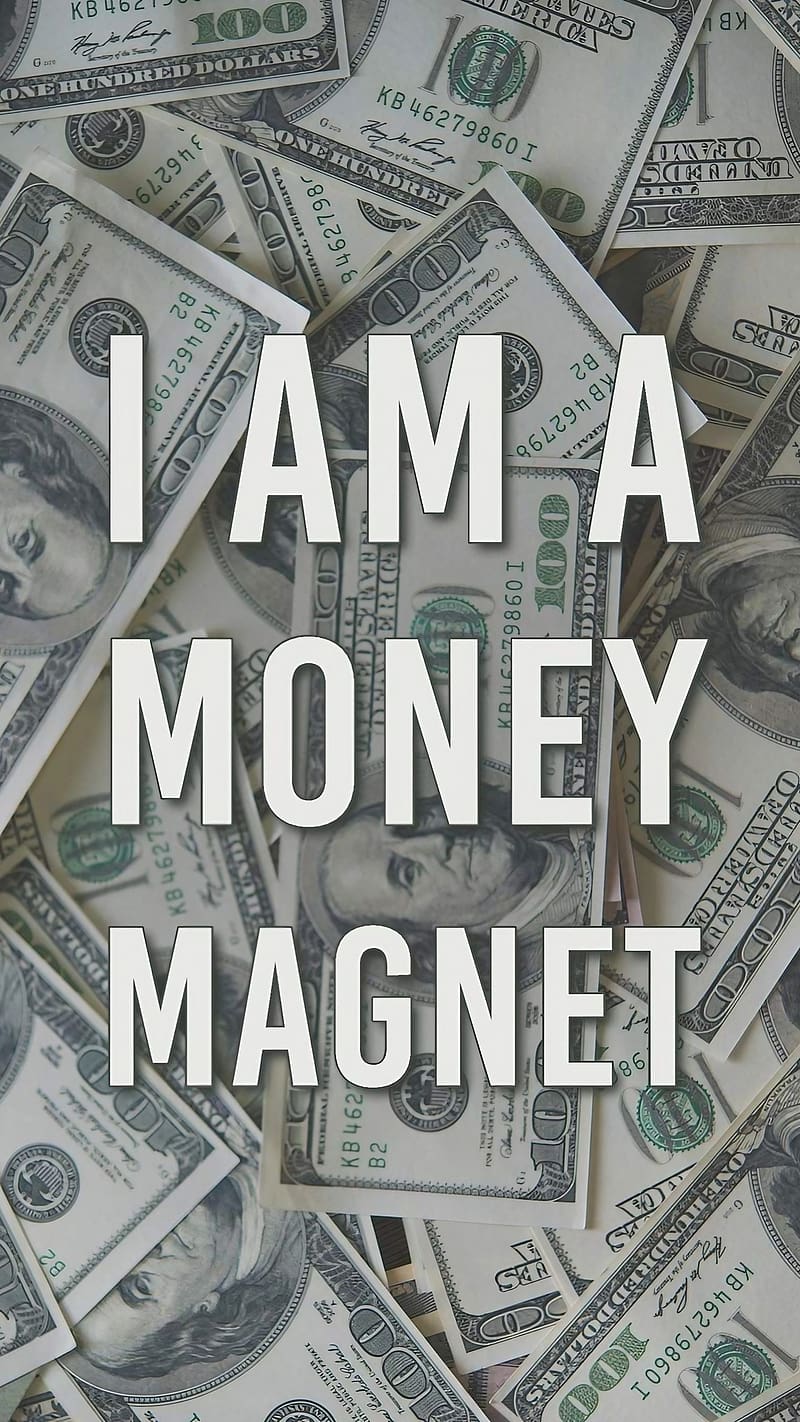 A big magnet attracts a lot of money on a black background