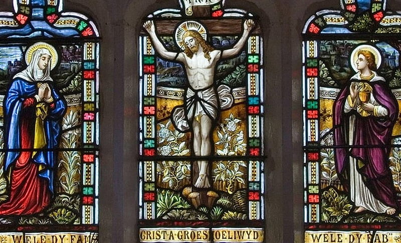 Crucifixion, Christ, Jesus, stained glass, HD wallpaper
