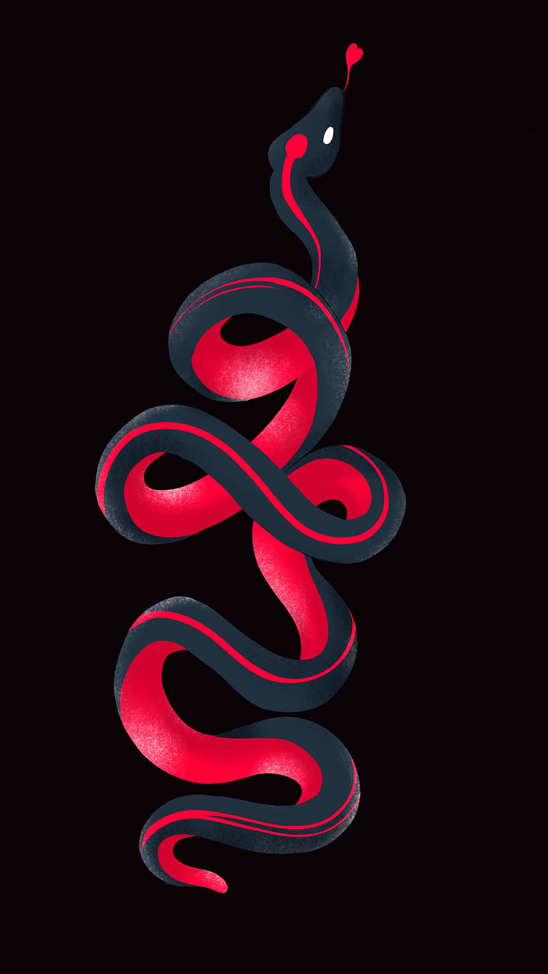 Snake art, black, cool, illustration, lockscreen, red, serpent, simple, HD  phone wallpaper | Peakpx