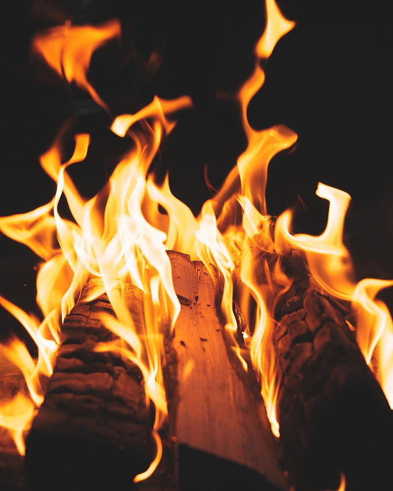Wood and fire, fire, wood, HD phone wallpaper