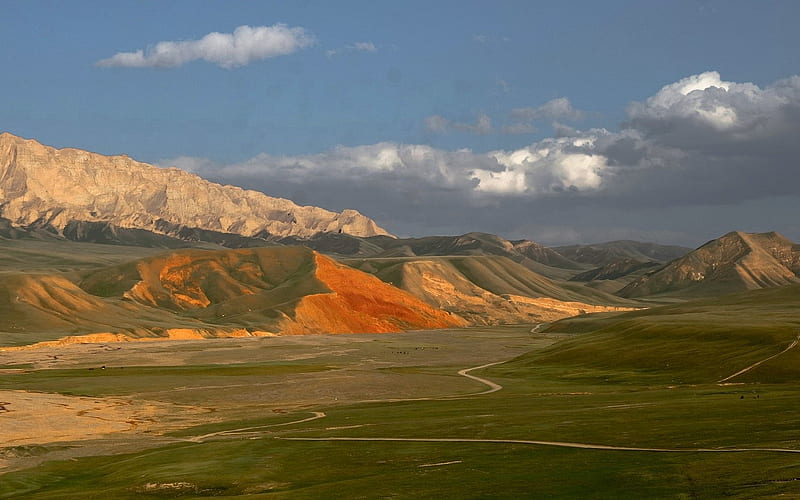 Mountains in Kyrgyzstan, Kyrgyzstan, nature, clouds, mountains, HD wallpaper