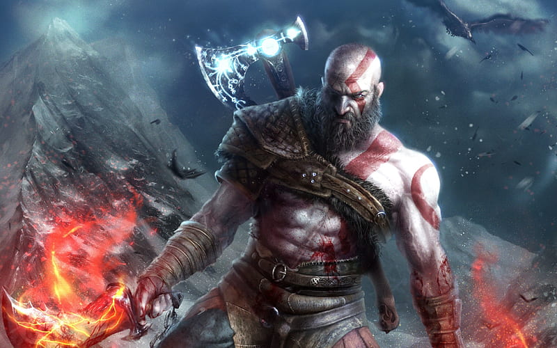 god of war, kratos, axe, knife, Games, HD wallpaper