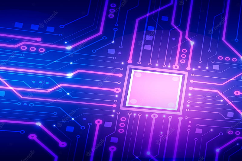 Vector. Background neon circuit board, HD wallpaper