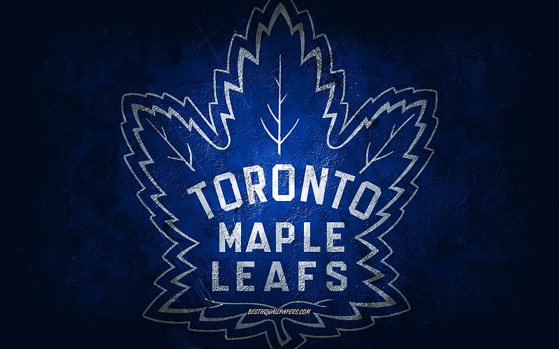 Toronto Maple Leafs, American hockey team, blue stone background, Toronto Maple Leafs logo, grunge art, NHL, hockey, USA, Toronto Maple Leafs emblem, HD wallpaper