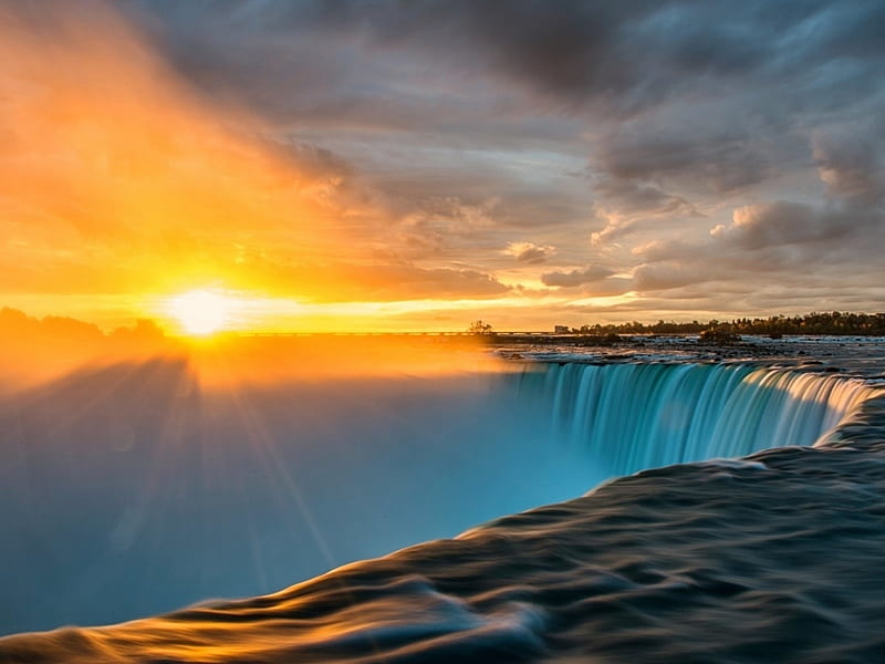 Niagara Falls, water, waterfall, nature, sunset, clouds, HD wallpaper ...