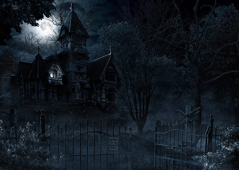 Adams family house, family, house, cemetery, cg, abstract, moon, adams  moonlight, HD wallpaper | Peakpx