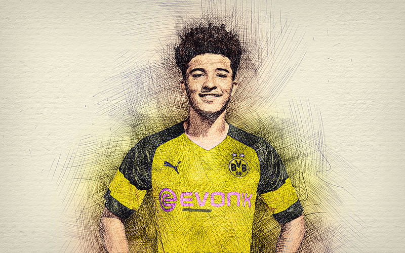 Jadon Sancho, artwork, english footballers, Borussia Dortmund FC, BVB,  Sancho, HD wallpaper | Peakpx