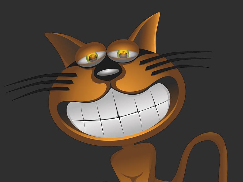 cat, smile, funny, caricature standard 4:3 background, HD wallpaper