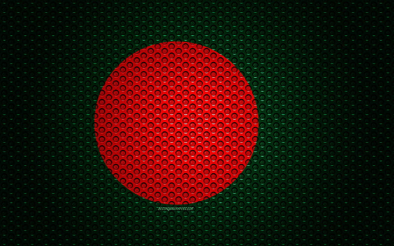 Flag of Bangladesh creative art, metal mesh, Bangladesh flag, national symbol, Bangladesh, Asia, flags of Asian countries, HD wallpaper