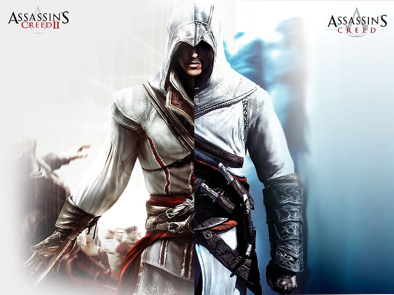 Ezio and Altair Fused, assassins creed ii, assassins creed, altair, ezio, assassins creed 2, HD wallpaper