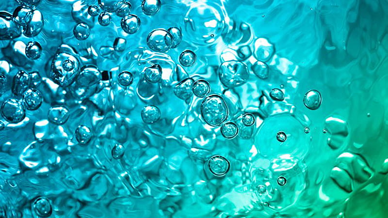 Teal Water Bubbles Blur Background Teal, HD wallpaper