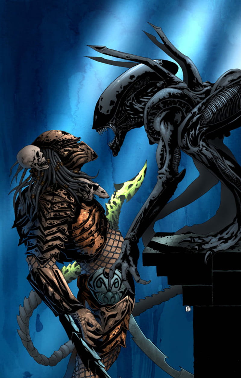 Alien vs Predator, art, lockscreen, HD phone wallpaper