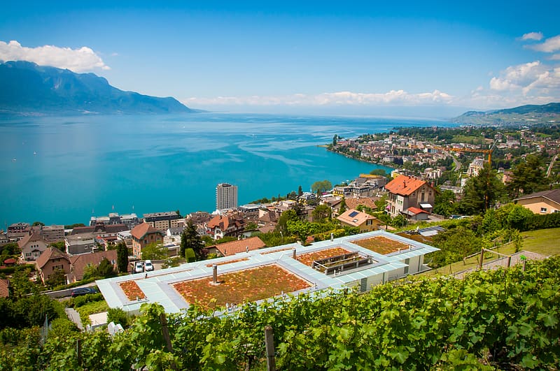 Landscape, Lakes, City, Mountain, Lake, Ocean, Switzerland, , Town, Montreux, HD wallpaper