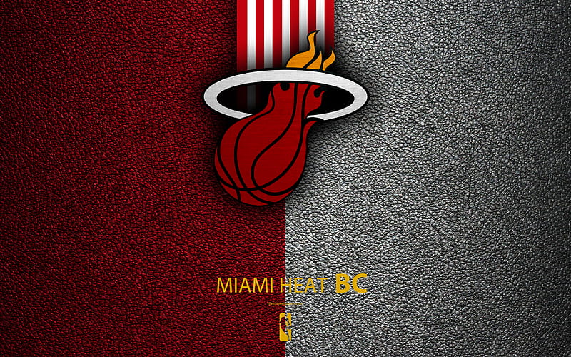Miami Heat logo, basketball club, NBA, basketball, emblem, leather texture, National Basketball Association, Miami, Florida, USA, Southeast Division, Eastern Conference, HD wallpaper