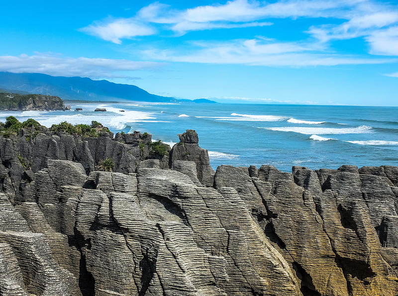 Punakaiki Pancake Rocks Landscape, Limestone... Ultra, Oceania, New Zealand, Nature, Landscape, Rocks, Limestone, newzealand, rockformations, pancakerocks, punakaiki, HD wallpaper
