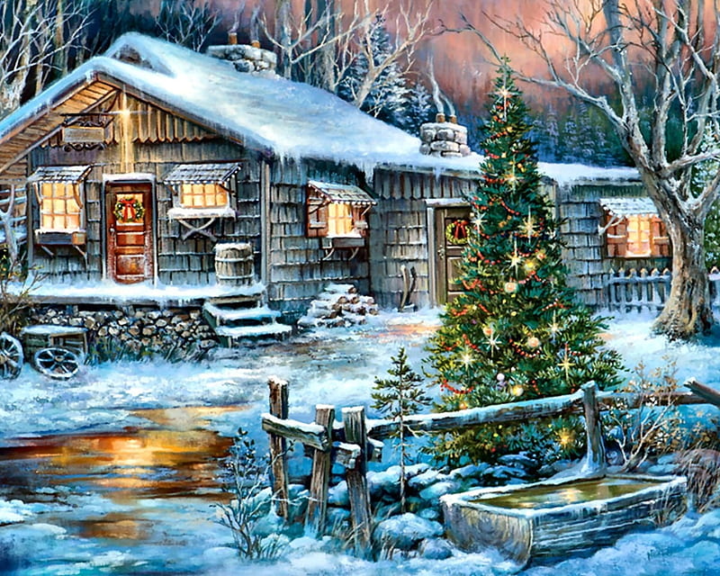 Christmas tree, home, christmas, snow, winter, HD wallpaper | Peakpx