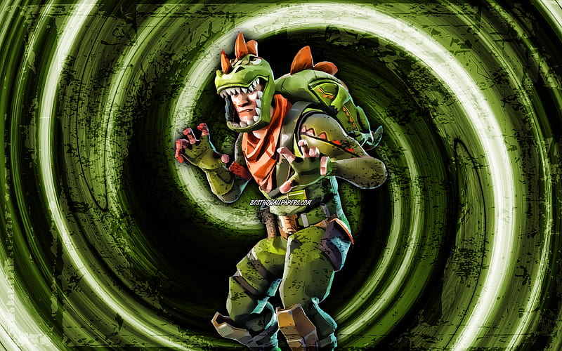 Rex, green grunge background, Fortnite, vortex, Fortnite characters, Rex Skin, Fortnite Battle Royale, Rex Fortnite, HD wallpaper