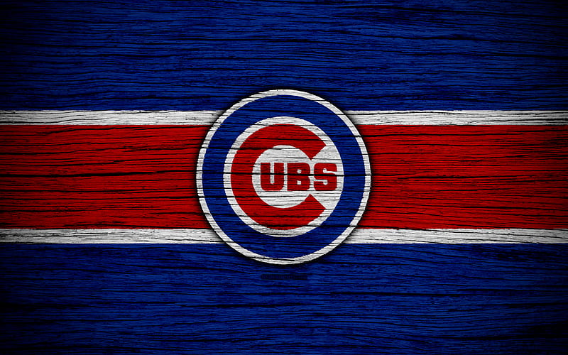 Chicago Cubs MLB, baseball, USA, Major League Baseball, wooden texture, art, baseball club, HD wallpaper