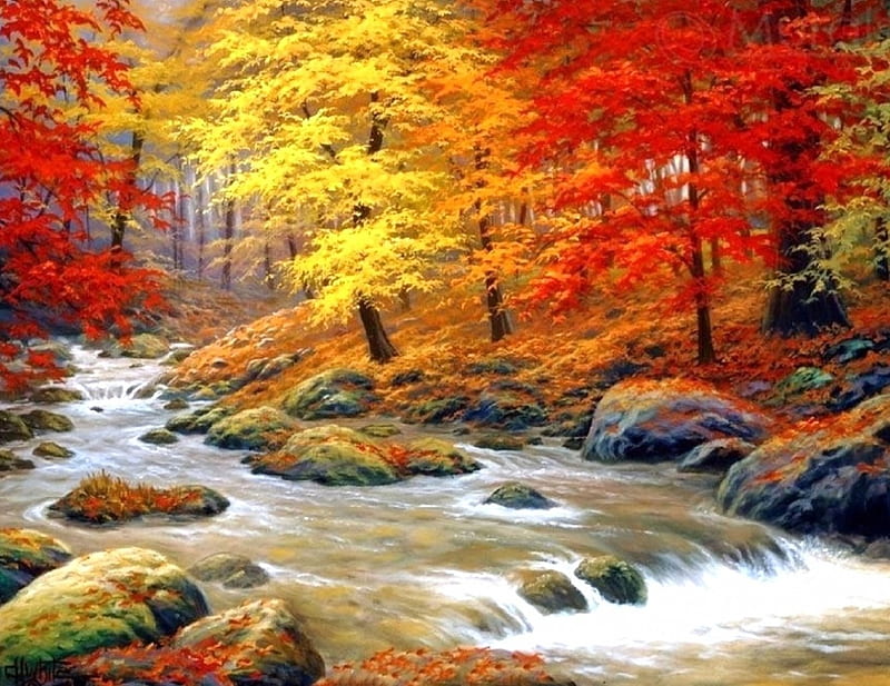 Boulder Creek in Autumn, rocks, fall season, autumn, colors, love four ...