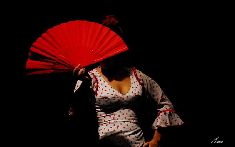 Flamenco Passion, red, flamenco, passion, fan, spain, HD wallpaper