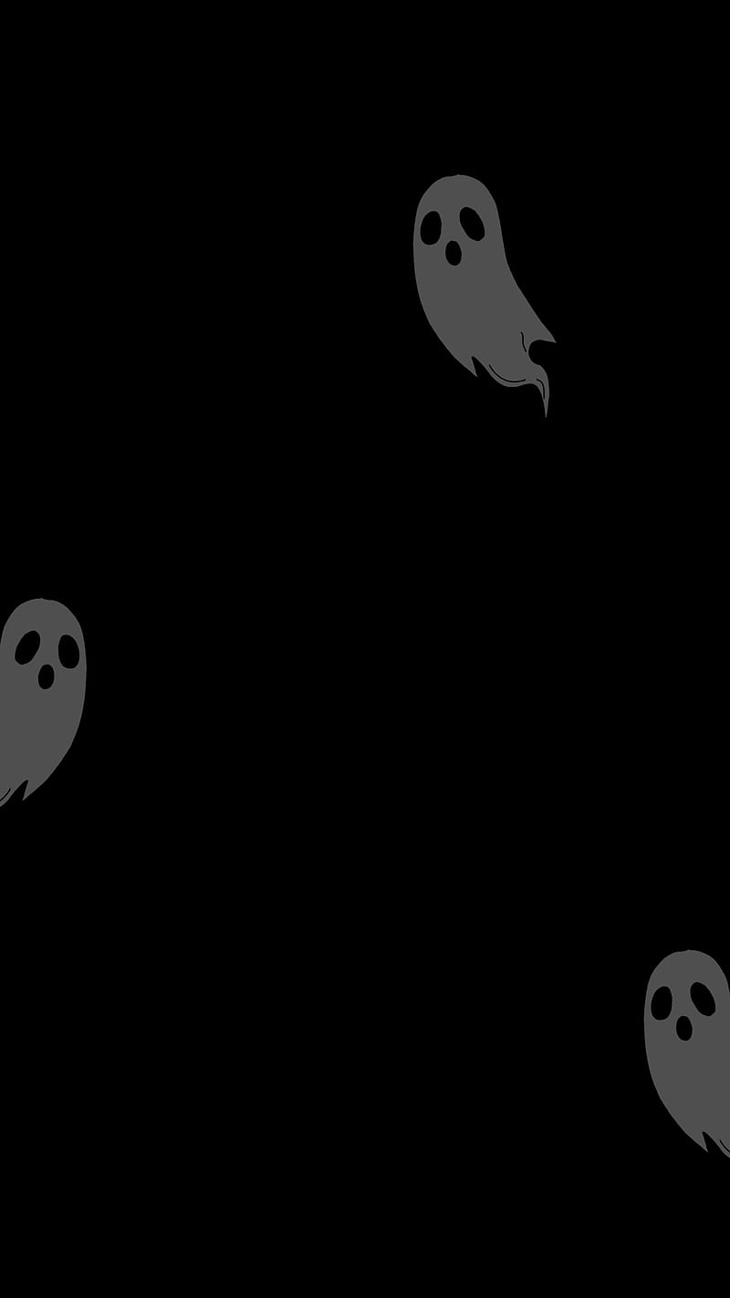 little ghosts on black, Halloween, amoled, death, ghost, happy halloween, scary, HD phone wallpaper