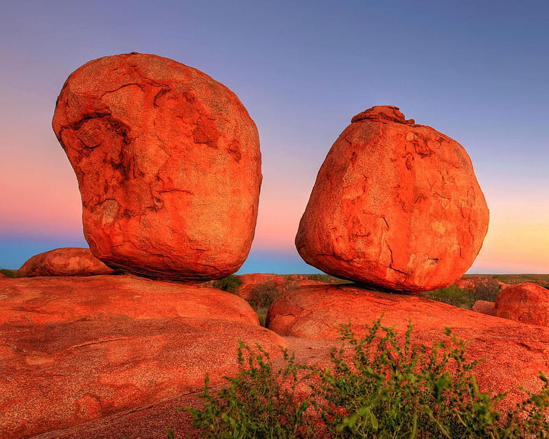 Devil's Marbles Australia, mountain, rock, orange, boulders, australia, nature, canyon, sky, HD wallpaper