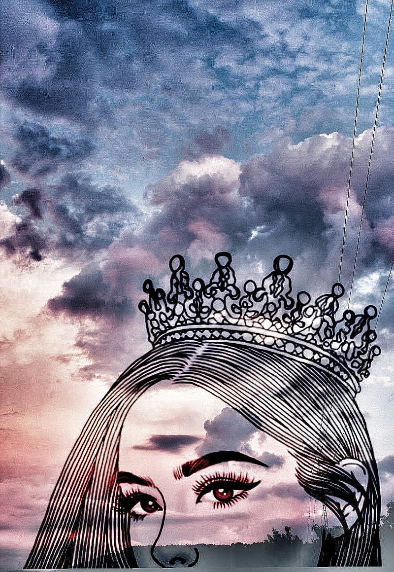 Queen, landscape, crown, girl, clouds, sky, bonito, art, landscapes,  single, HD phone wallpaper | Peakpx