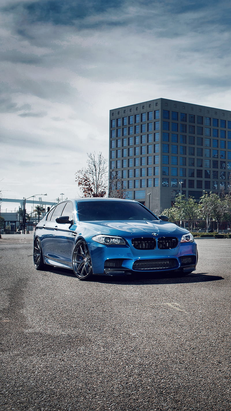 BMW M5, blue, car, f10, hre wheels, sedan, tuning, vehicle, HD phone wallpaper