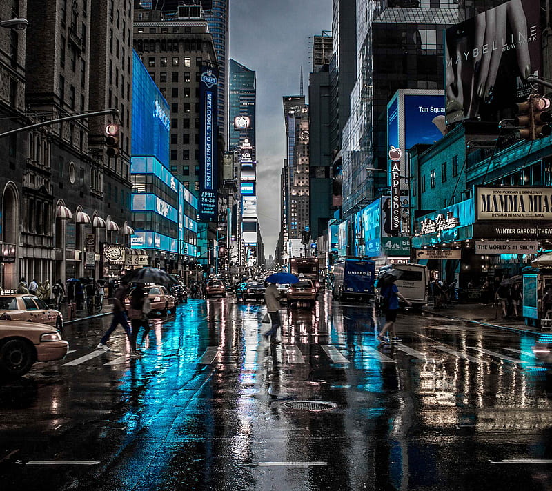 new york, blue, city, light, HD wallpaper