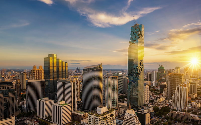 Bangkok, modern building, metropolis, sunset, Thailand, Asia, HD wallpaper  | Peakpx