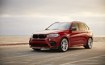 BMW X5M, F85, tuning x5, red X5, low profile tires, German SUV, BMW, HD wallpaper