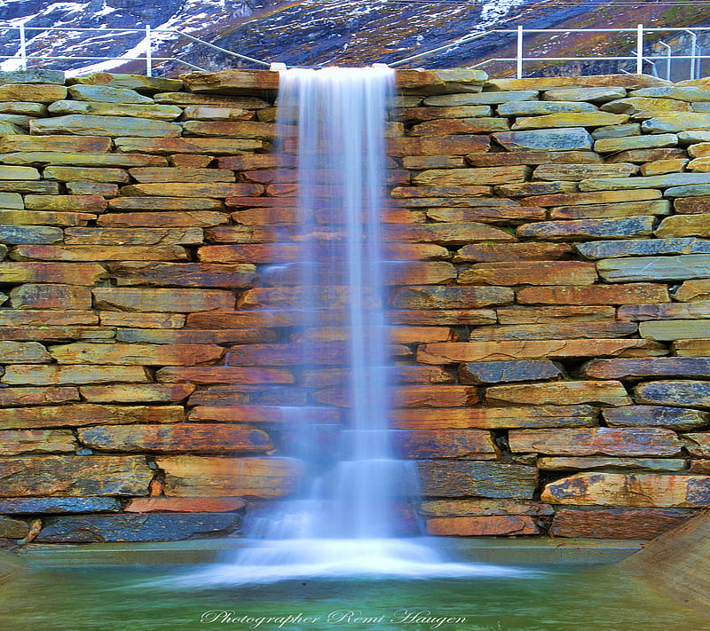 Manmade waterfall, norge, norway, sunndal, HD wallpaper