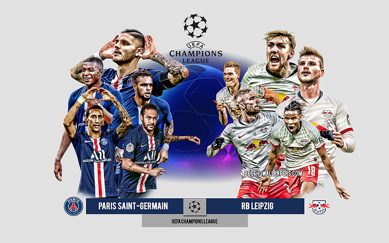 PSG vs RB Leipzig, Group H, UEFA Champions League, Preview, promotional materials, football players, Champions League, football match, RB Leipzig, PSG, HD wallpaper