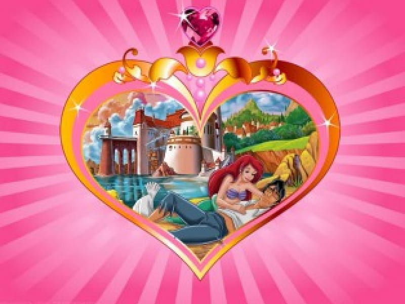 Ariel And Eric Disney Princess Valentine'S Day, Ariel, Princess, Disney, Valentine, Eric, And, Day, S, HD wallpaper