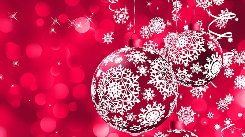 Have a Pink Holidy, stars, feliz navidad, christmas, celebration, shine, xmas, sparkle, balls, decorations, bright, snowflkaes, pink, HD wallpaper