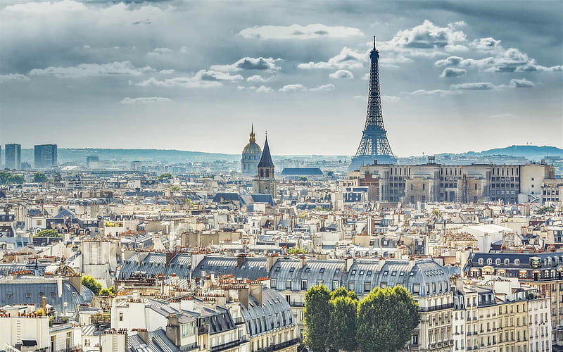 Eiffel Tower, Paris, Landmark, France, urban panorama, summer, beautiful city, the capital of France, HD wallpaper