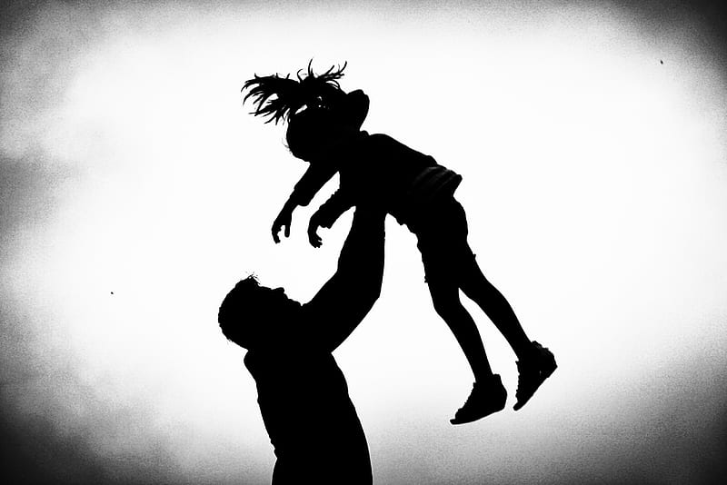 Father and doughter, black and white, child, childrens day, gurl, mustang  dinesh, HD wallpaper | Peakpx